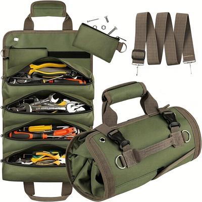 1PC Tool Organizer, Portable Tool Storage Box with 2 Detachable Zipper Pockets, Mini Portable Bag Suitable for Electricians and Mechanics