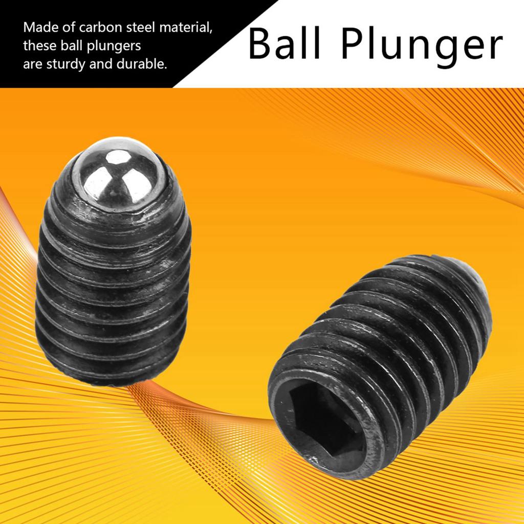 10pcs M8 Screw Thread Hex Socket Carbon Steel Spring Plungers Set (M8*12)
