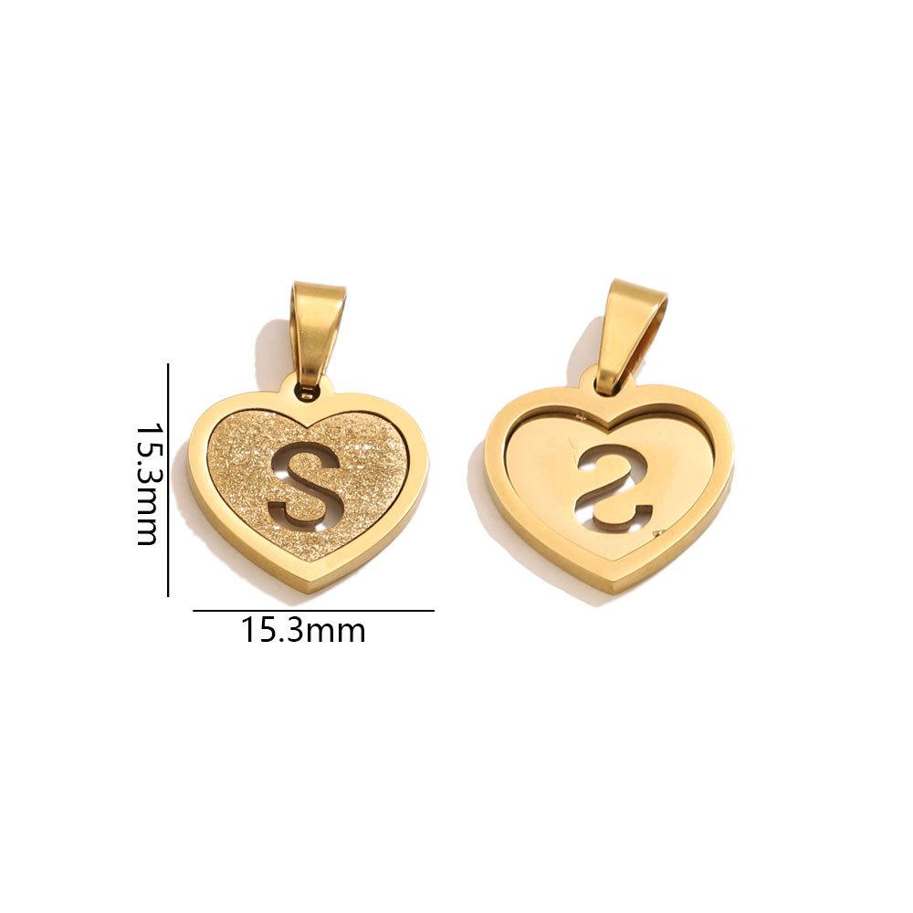 5Pcs/Bag Stainless Steel Gold-plated Heart Letter Pendant DIY Accessory Fashionable Versatile Letter Necklace Pendant