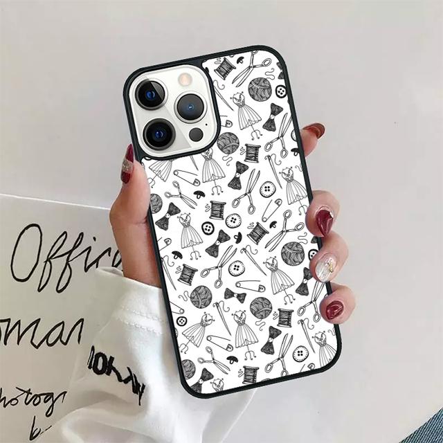

sewing machine tailor elements pattern Phone Case Cover For iPhone 17 Air 15 16 14 13 12 Pro Max 11 Pro Max Plus Coque iPhone 15pro max