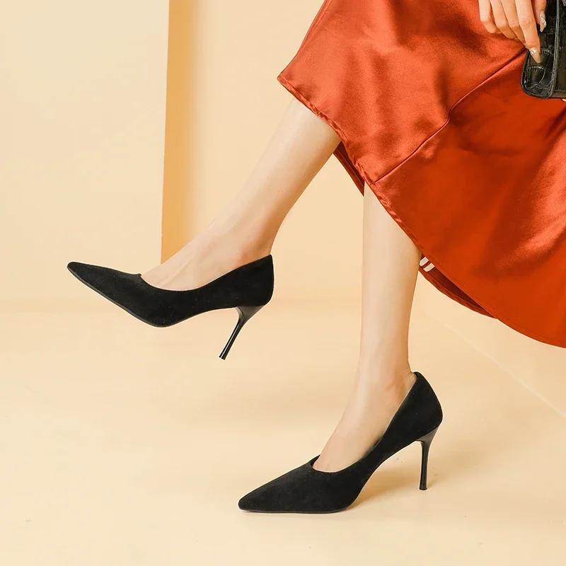 

2024 Женская обувь Лето 2024 Высокие каблуки Сексуальные тонкие каблуки Вечерние туфли Слипоны Платье Женщины 2024 Классика Женские туфли-лодочки Обувь 34