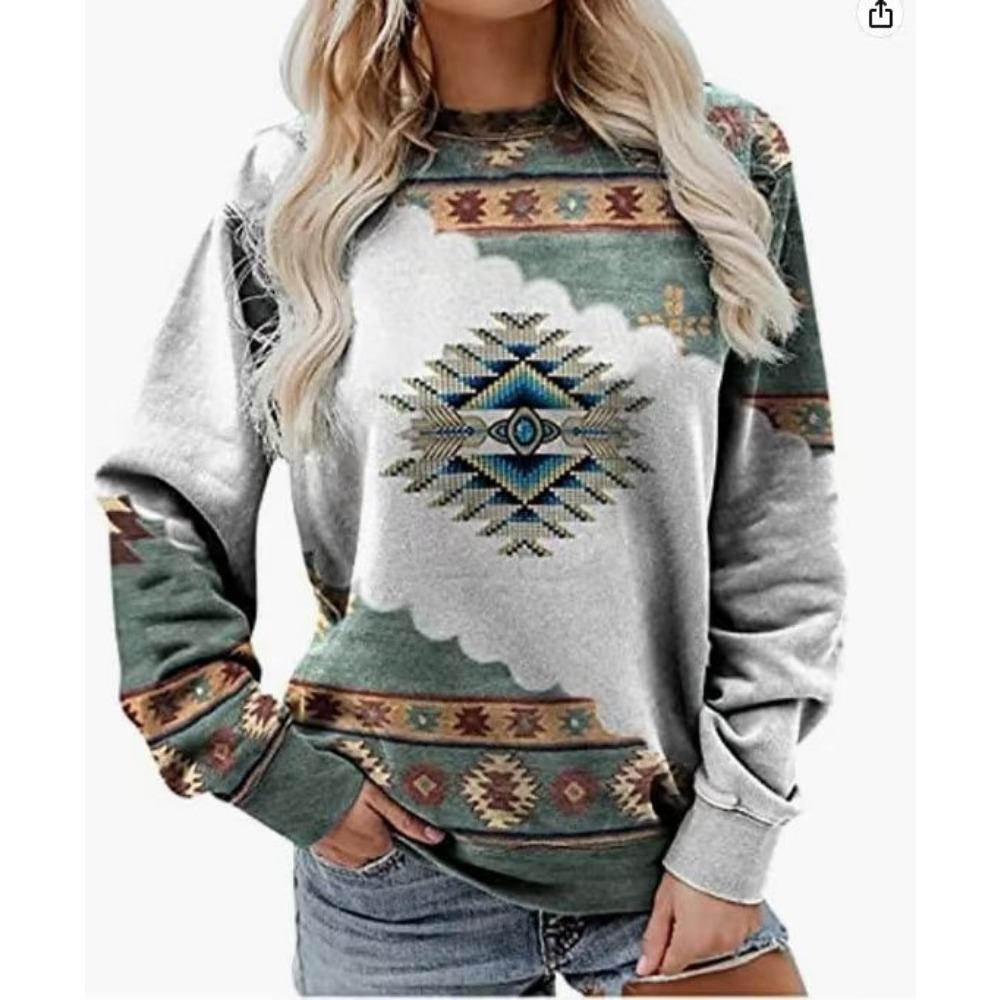 

Женские толстовки с круглым вырезом, модные 3D-принты в ретро-этническом стиле, свободные спортивные костюмы для девочек, свитера с длинными рукавами для девочек, одежда S