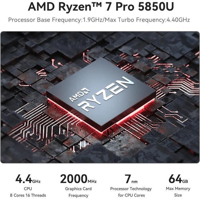 Mini PC - Beelink - SER5 Pro - AMD Ryzen 7 5850U - 16GB RAM - 1TB SSD - WiFi 6