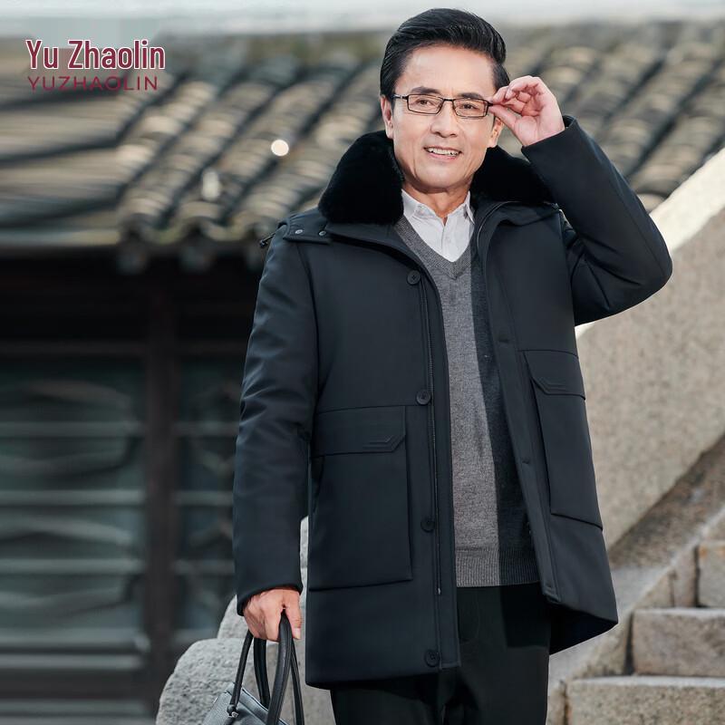 YUZHAOLIN Men's Winter Padded Jacket with Large Fur Collar