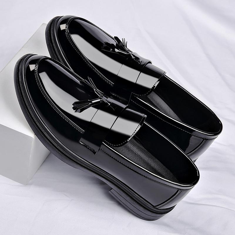 Patent Leather Mens Loafers Fashion Men‘s Casual Shoes Black Business Shoes Office Work Shoes Party Wedding Formal Dress Shoes
