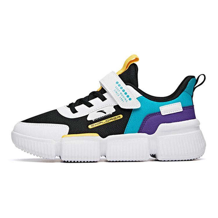 

Anta Breathable Mesh Velcro Sports Running Shoes Kids sneaker Black White Blue A312138805-4 36