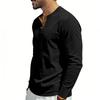 Men S Slim Fit Solid Color Long Sleeve Henley Casual T Shirt