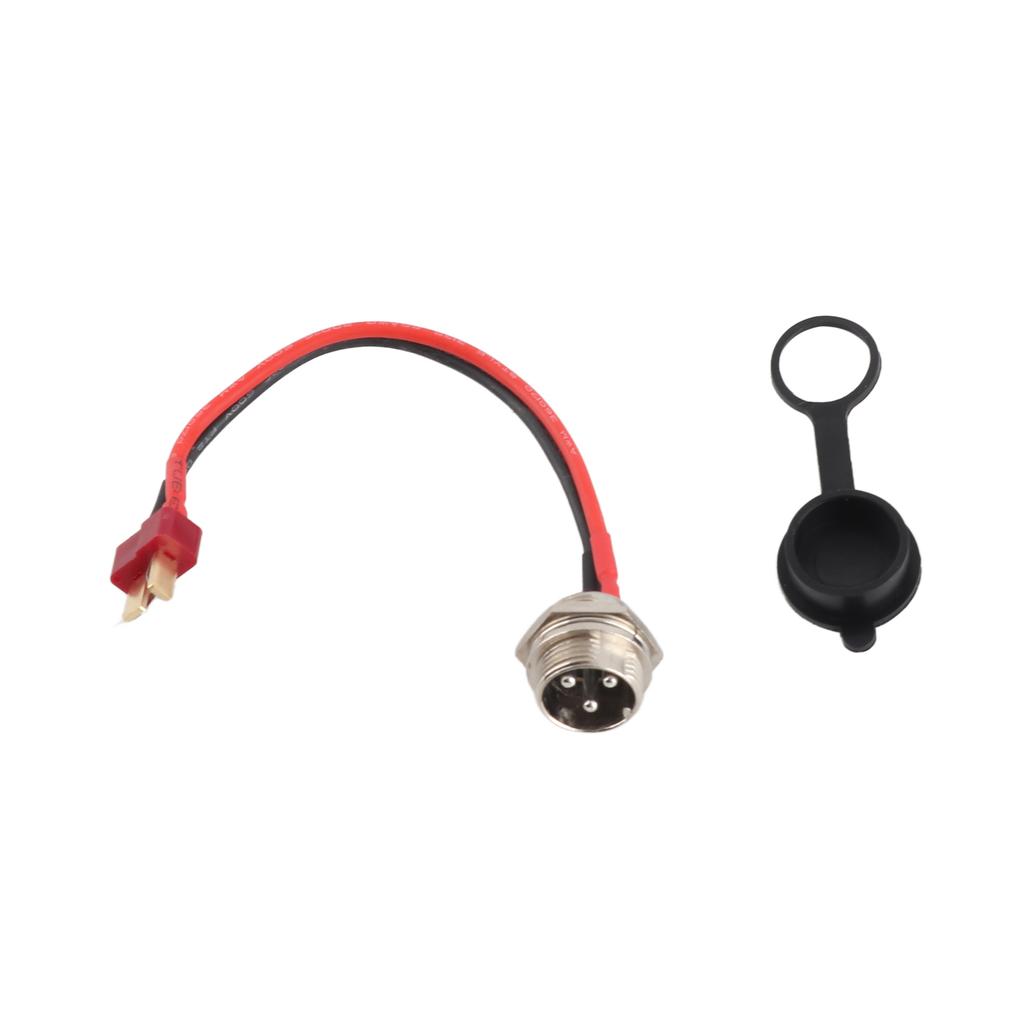 Charging Port Replacement Electric Scooter 3 Pin Charging Socket with 2 Wire Cable Dust Cover