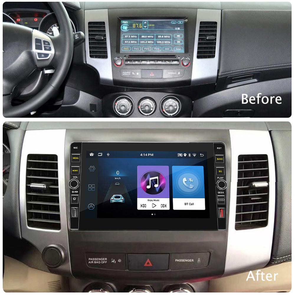 8 Zoll Android Autoradio Multimedia Video Player für Mitsubishi Outlander 2005-2011 mit Knopf Knopf Carplay WiFi BT 2 Din 2+32GB