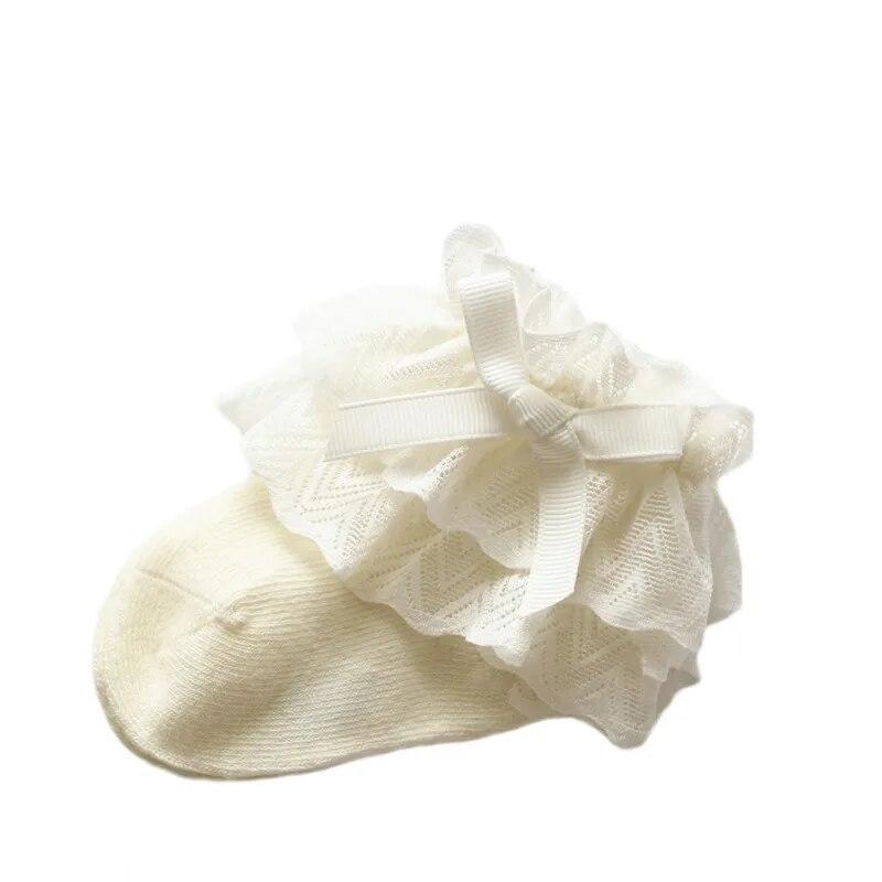 Baby Girls Lace Socks Newborn Cotton Baby Socks for Girls Solid Princess Style Infant Baby Girls Clothes Accessories S белый