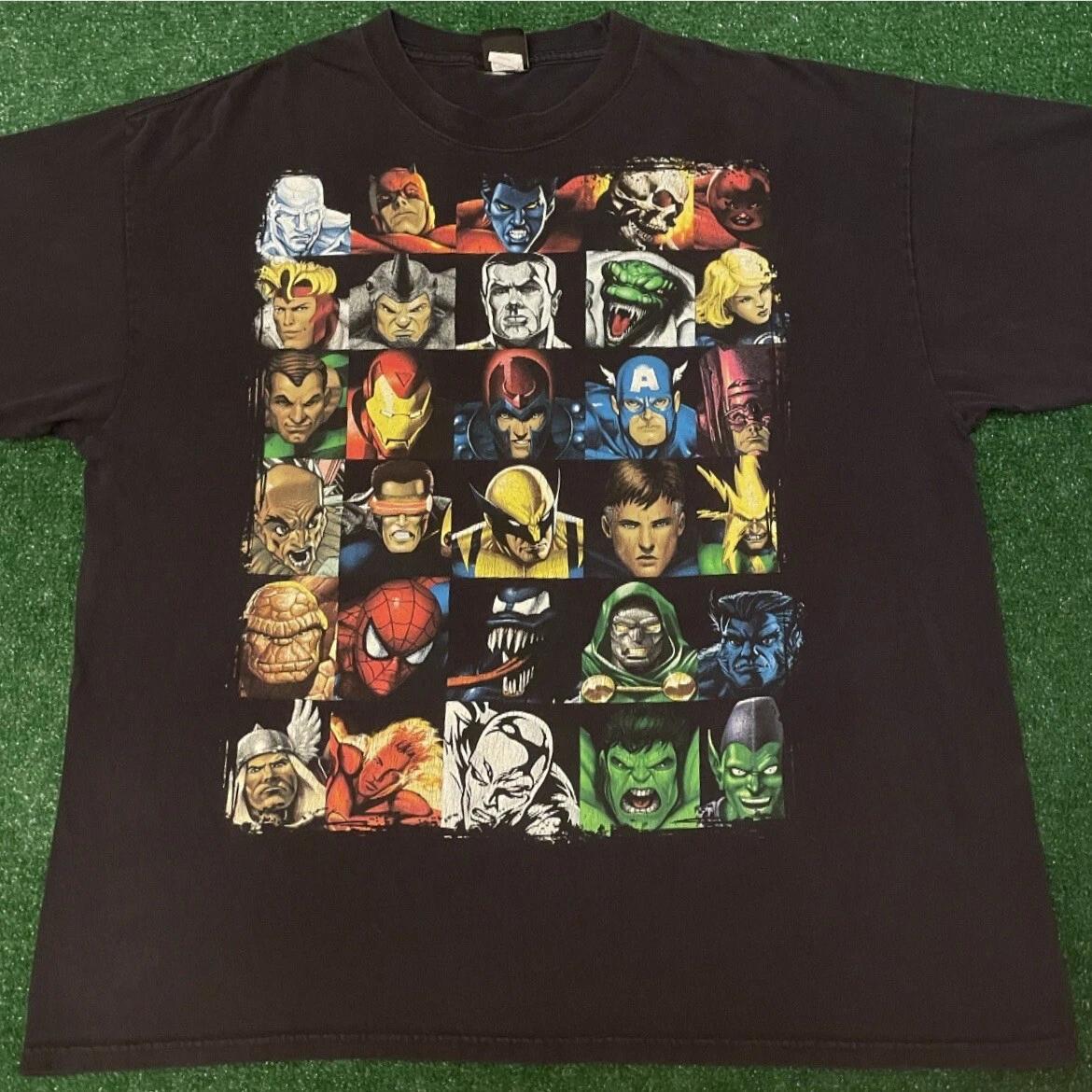 Vintage 90s Y2K Mad Engine Marvel Comic Superhero Characters VTG Shirt Mens XXL 3XL