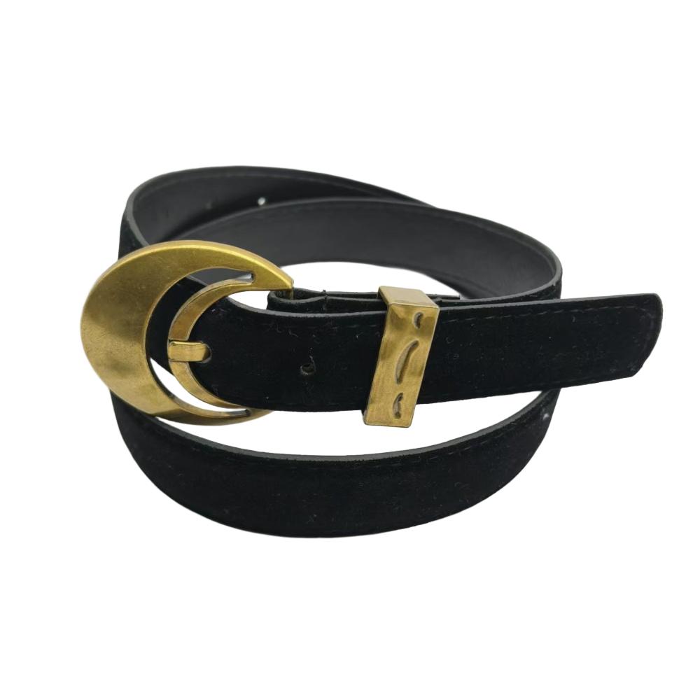 

Luxury Design Suede Leather Belt Retro Buckle Waistband Trendy Waist Belt For Women чорний