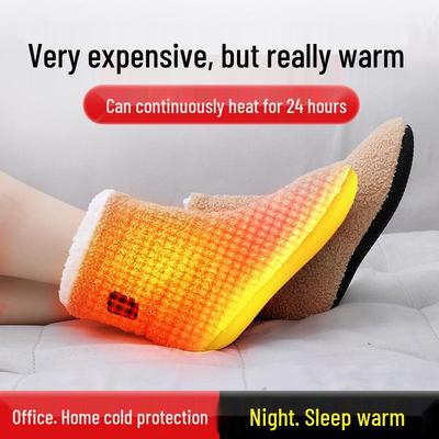Electric High-Top Foot Warmer Shoes - Plug-In Heated Winter Pad for Office