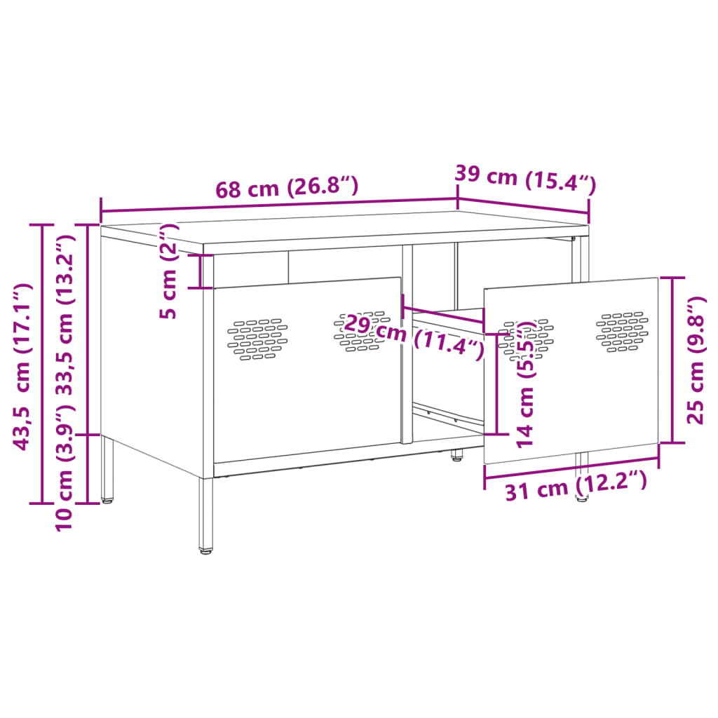 TV Stand In Olive Green 68 X 39 X 43.5 Cm Cold Rolled Steel