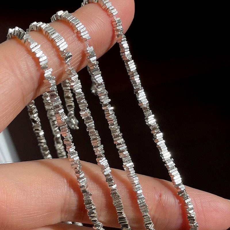 French Fragment S925 Sterling Silver Layering Chain - Versatile Fashion Ancient Style Sparkling Sweater Chain