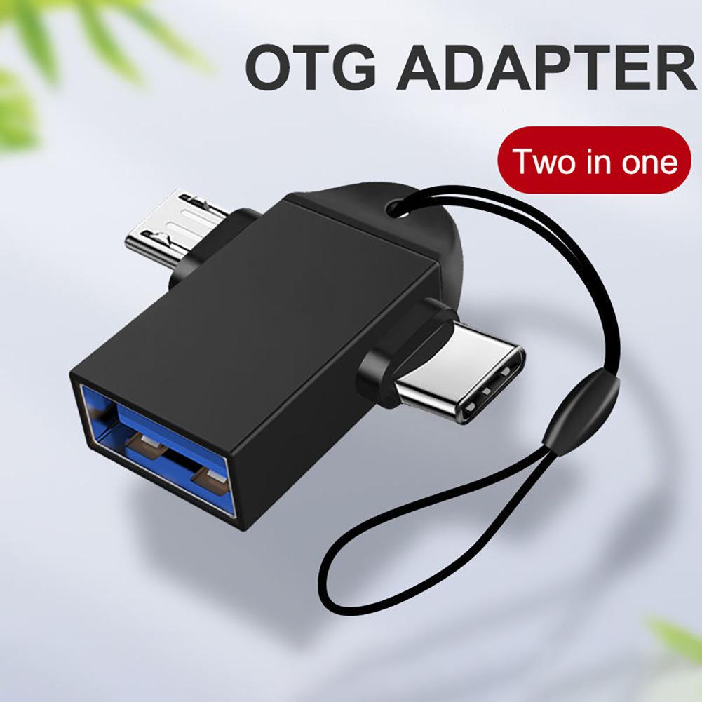 For Android Type-C 2-in-1 OTG Adapter Otg Type C Cable For Xiaomi Tablet Hard Disk Drive Flash U Disk Aluminum Alloy USB Mouse
