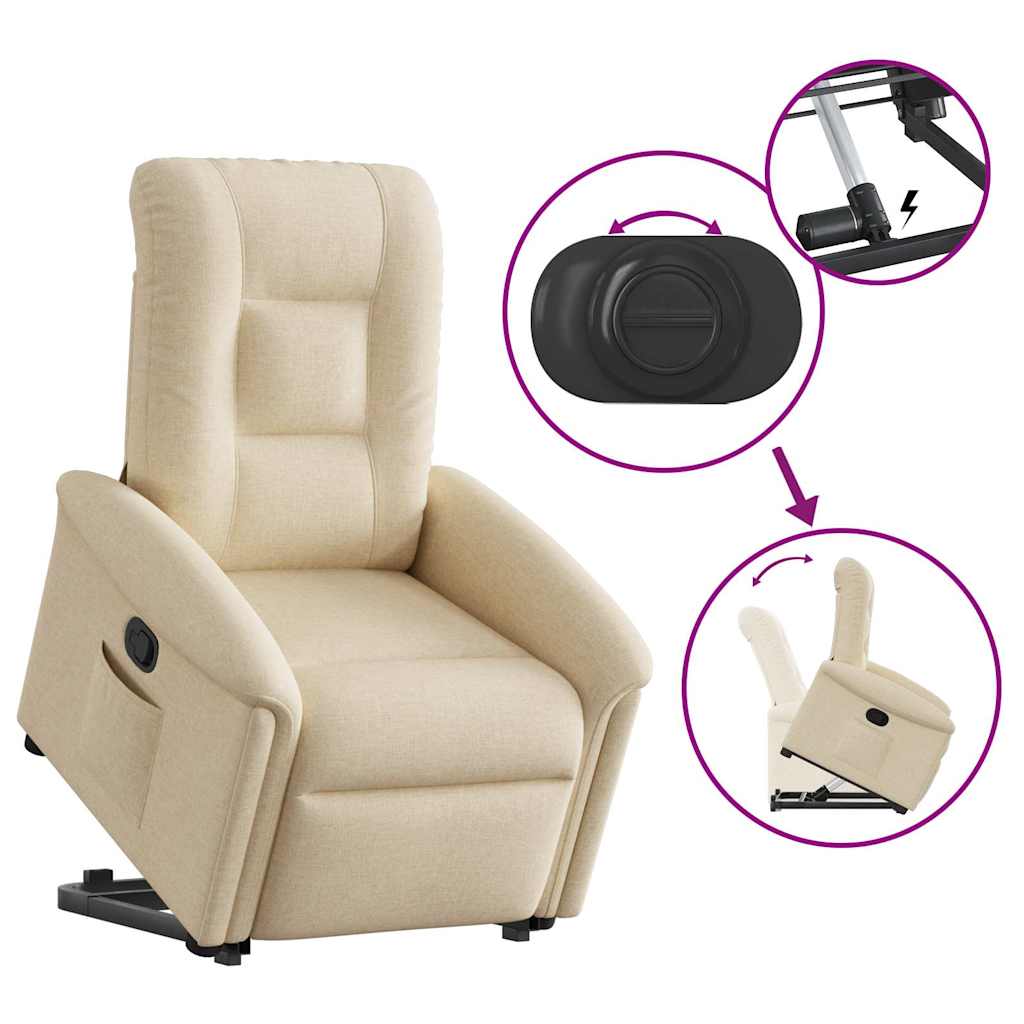 Recliner with Lift Assist Cream Fabric
