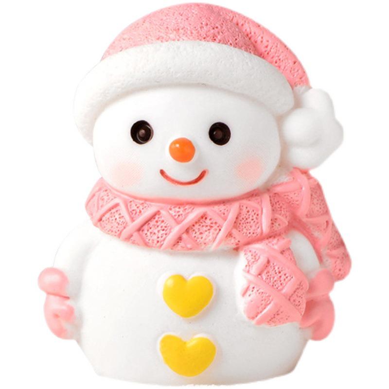 Christmas Cartoon Resin Santa & Snowman Couple Micro Landscape Ornaments