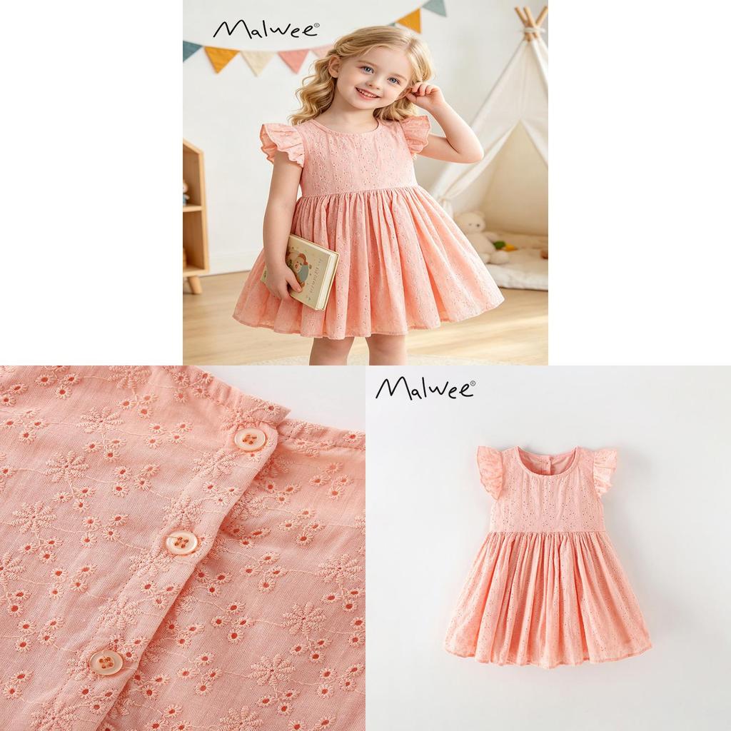Malwee Kids Sommerkleid für Mädchen aus Baumwolle im Prinzessinnenstil für Kinder von 3 bis 8 Jahren