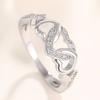 Huitan Aesthetic Heart Linked Heart Ring for Women Wedding Anniversary Elegant Lovely Accessories Inlaid Shiny CZ Chic Zircon