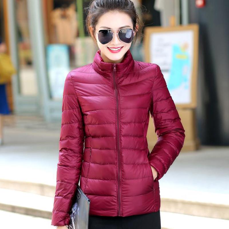 

Жіночий зимовий одяг Базова куртка Однотонні тонкі теплі пальта Повсякденні бавовняні парки на блискавці з довгими рукавами XL вина червоного кольору