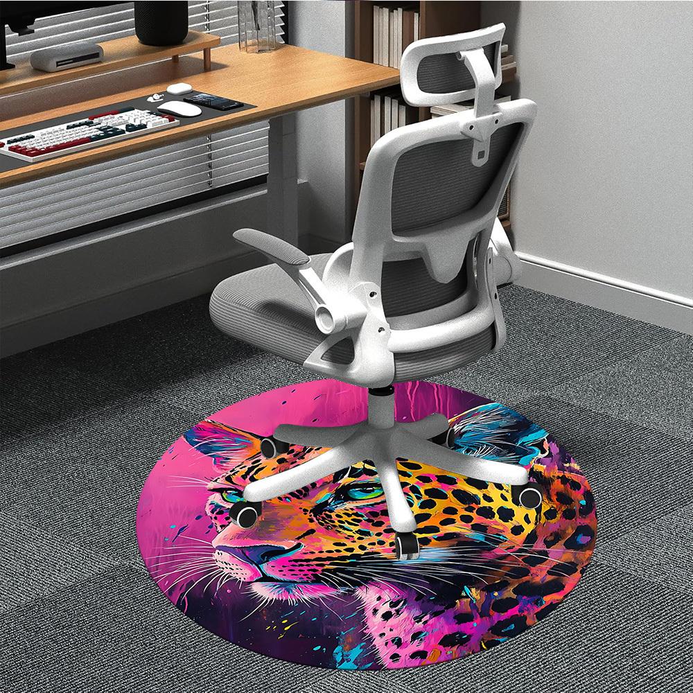 

1pc Leopard Print Carpet for Office Non-Slip, Round Carpet, Soft & Comfortable, Carpet for Office, Round Floor Mat yy251225138 80cm by 80cm