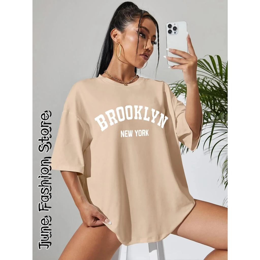 Летняя женская футболка Brooklyn New York с принтом букв, с круглым вырезом, женская винтажная одежда, топы, футболки, повседневная уличная одежда