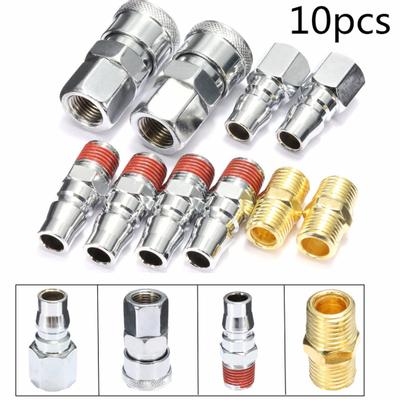10Pcs 1/4inch Hose Quick Release Air Compressor Connector Coupler Fittings Set