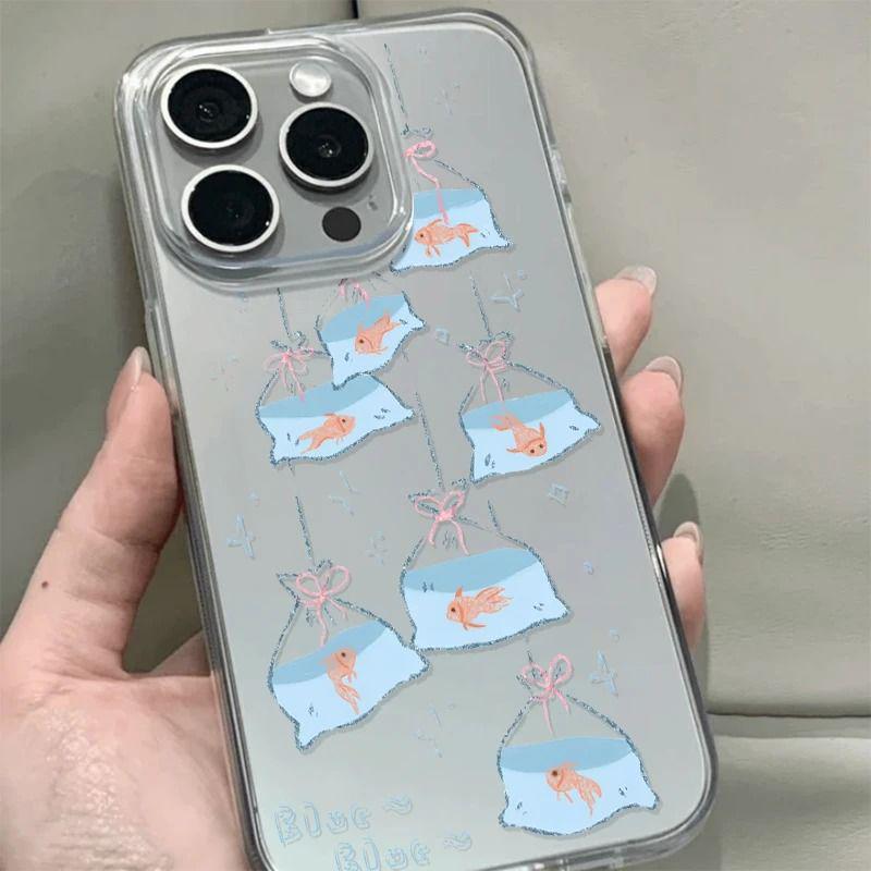 

Transparent Cute Small Fish Case for Apple 12/13/14/15 Pro Max 11
