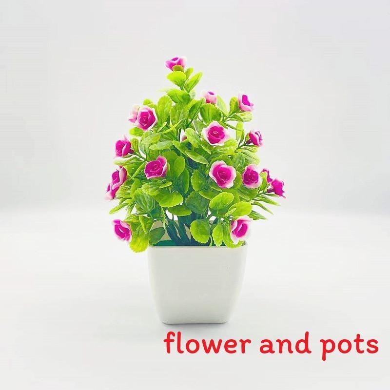 Simulate Five Twenty Roses Fake Flowers Potted Green Plants Indoor Decoration