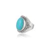 Turquoise Gemstone Ring – Tribal Boho 925 Sterling Silver Statement Ring for Women & Men – Handmade December Birthstone Jewelry