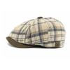 Autumn Winter Velvet Warm Cap Men Octagonal Cap British Vintage Plaid Cap Newsboy Cap