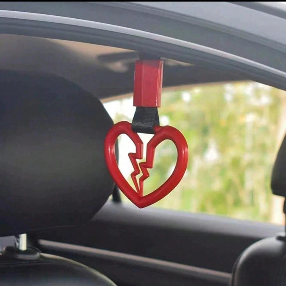 New Cracked Heart Car Hanging Loop, Front Bumper Decor, Bike Rear Bumper Warning Loop, Decorative Pull Ring