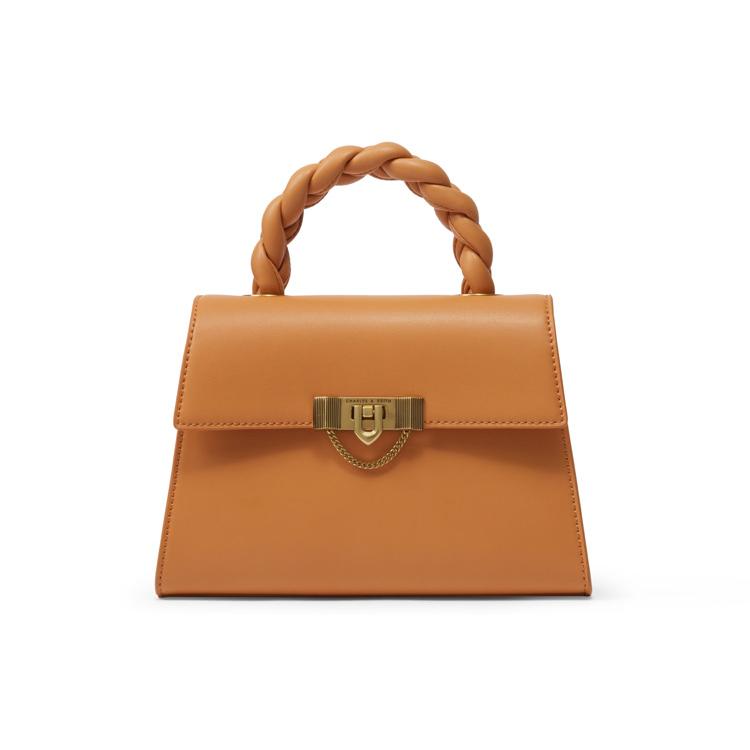 New CHARLES&KEITH PU Polyurethane One Shoulder Handbag Small Size Women's Beige/Black/Orange CK2-50270840