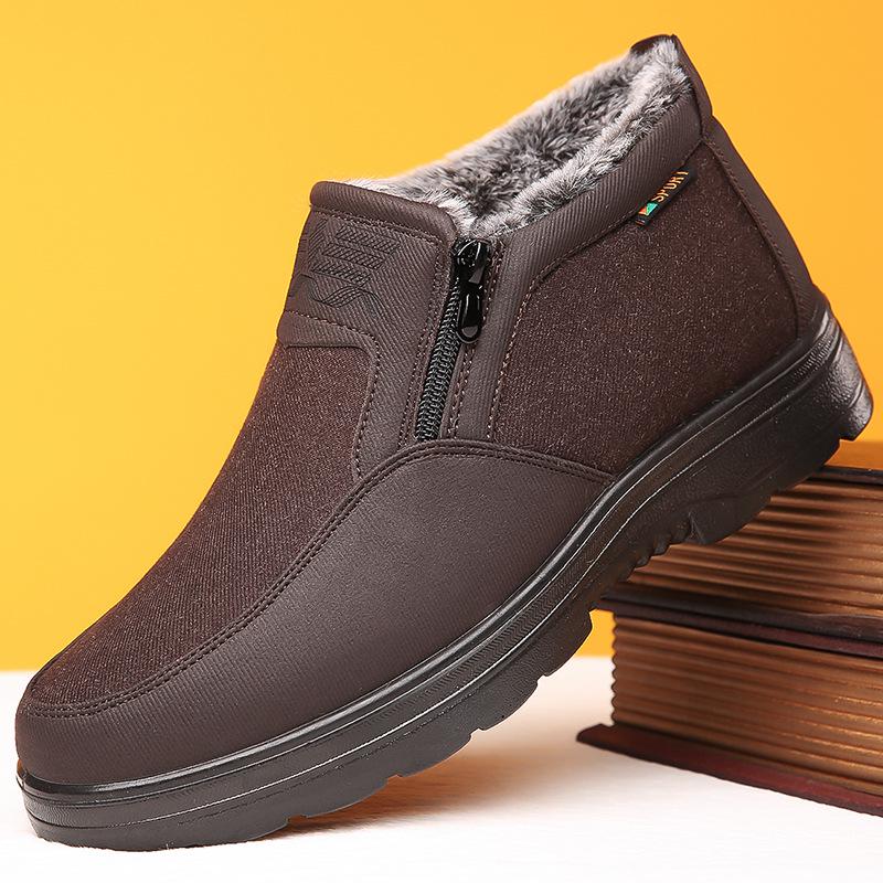 Herren Winter Wasserdicht Rutschfest Baumwolle Schuhe: Dicker Samt, Warm, Perfekt für Mittelalte und Ältere.