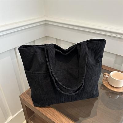 Large Capacity Corduroy Bag Women's New Solid Color Handbag Literature and Art Student Shoulder Women's Tote Bag