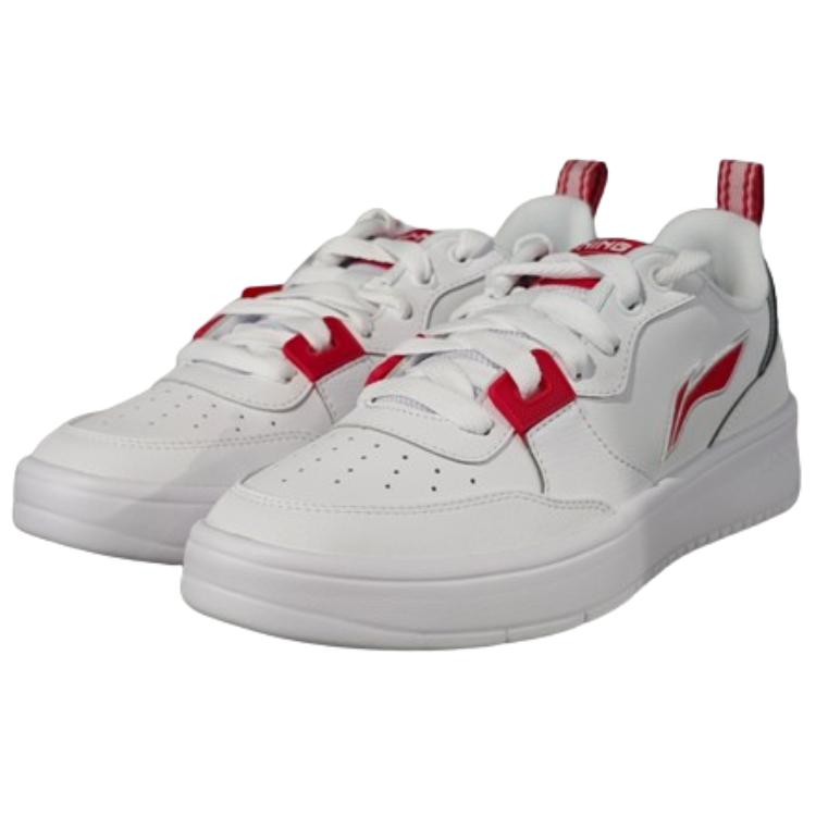 Li-Ning Bequeme Einfache Rutschfeste Verschleißfeste Stoßdämpfende Low-Top Skateschuhe Herren Sneaker Weiß Rot AGCU543-3