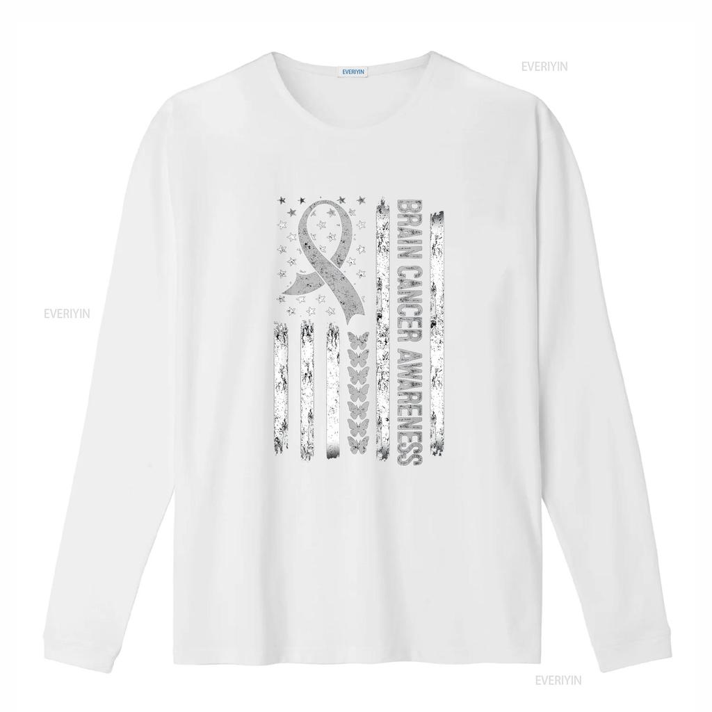 Brain Cancer Awareness American Flag T Shirt Vintage Washed Soft Stylish Slightly Fashion Breathable Top For Everyday Wear