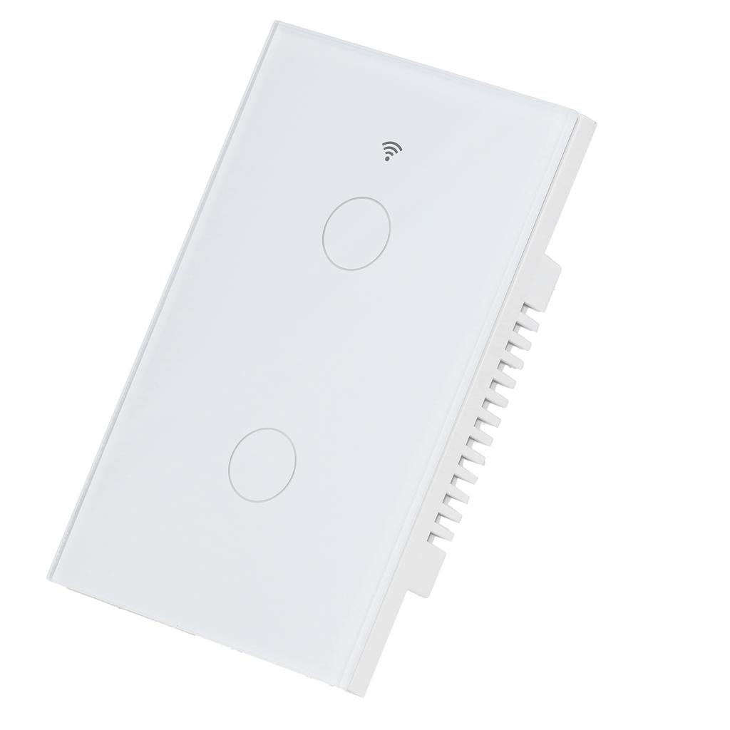 For Zigbee Tuya Remote Light Switch Voice Control 2‑Gang US Wall Touch Switch AC 100‑240V