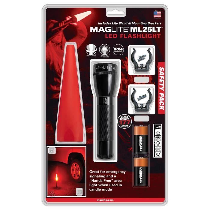 Pack de sécurité Maglite LED ML25LT 2 piles Type C 16,8 cm - Noir