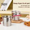 Small Deep Fryer with Basket Pot Removable Frying Basket, Durable Stainless Steel Compact Oil Filter Batch Pot, No Spill Saving for French Fries