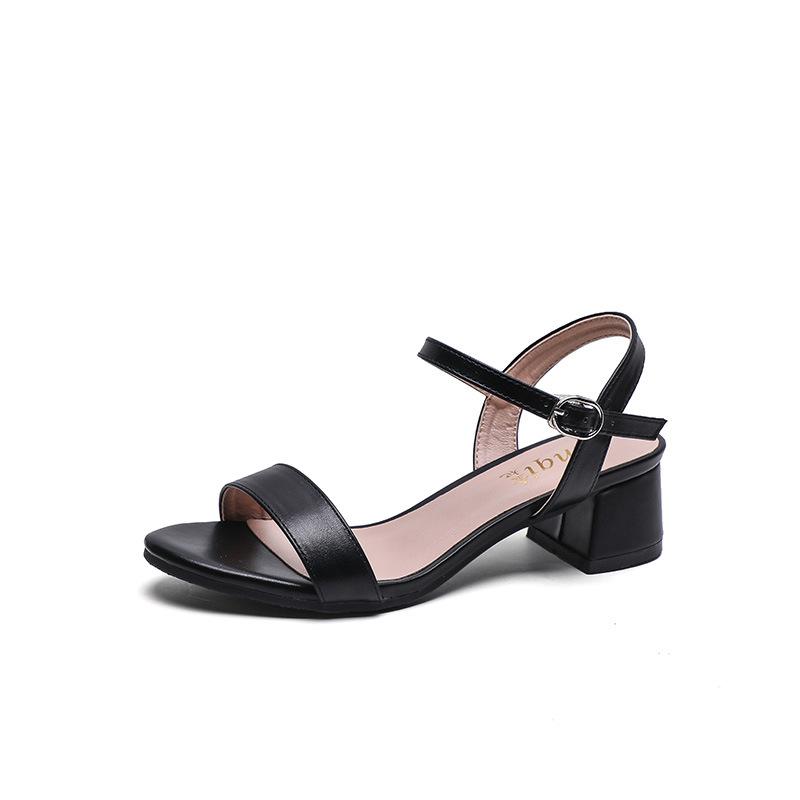 

Fashion Women s Summer French Elegant Open-Toe High Heel Sandals Simple and Versatile Anti-slip Rubber Sole Chunky Heel Dress Sandals 33