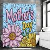 Mother's Day Cartoon Flower Shower Curtain, Bathroom Decorative Shower Curtain, Waterproof Shower Curtain with Hooks