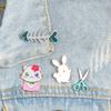Cartoon Cute Brooch Bunny Cat Fish Bone Hyacinth Flowers Enamel Pin Jackets Lapel Pins Backpack Brooches for Women Child Jewelry