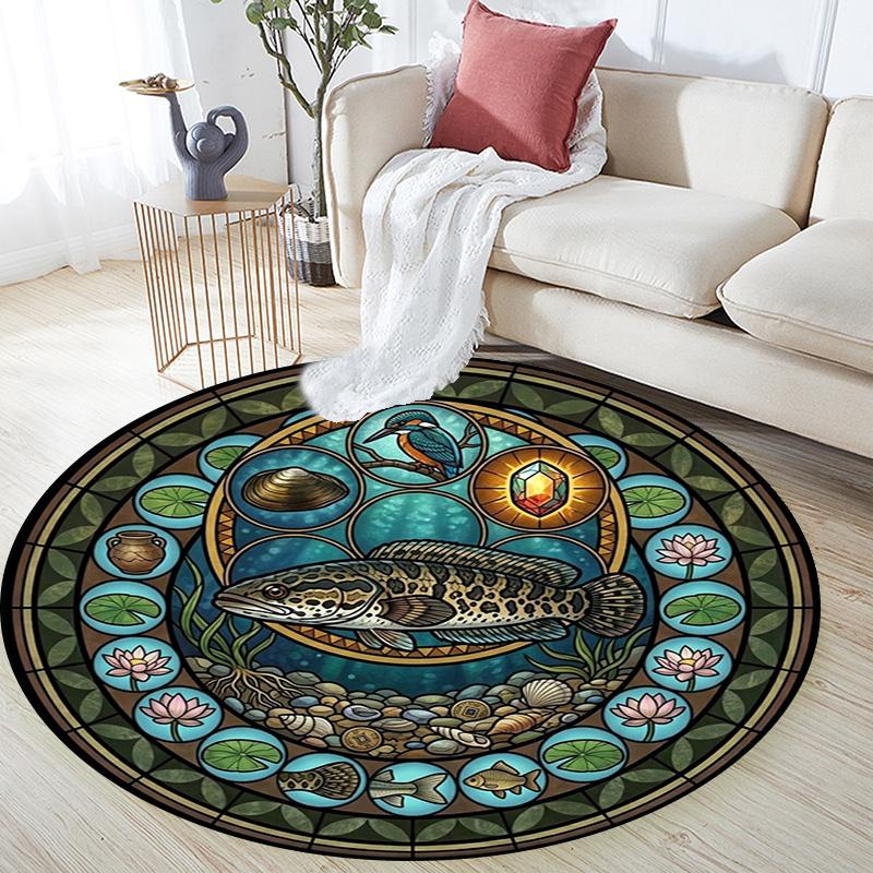 Ocean Life Harmony Round Area Rug Under Office Chairs Bedroom Living Room Home Decor