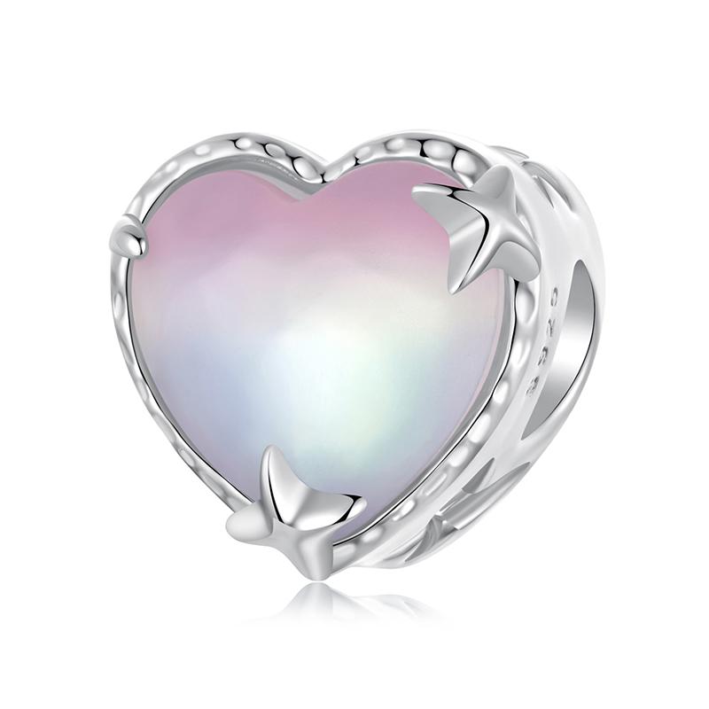 WOSTU 925 Silver Pink Love Heart Charms Bead Infinite Love Pendant Fit Bracelet Valentine Jewelry Mother's Day Gift