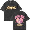 Washed Vintage Kpop Demon Hunters Cute Funny Derpy Tiger T-shirts Women Fashion Cartoon Trend T Shirt Oversized T-shirt