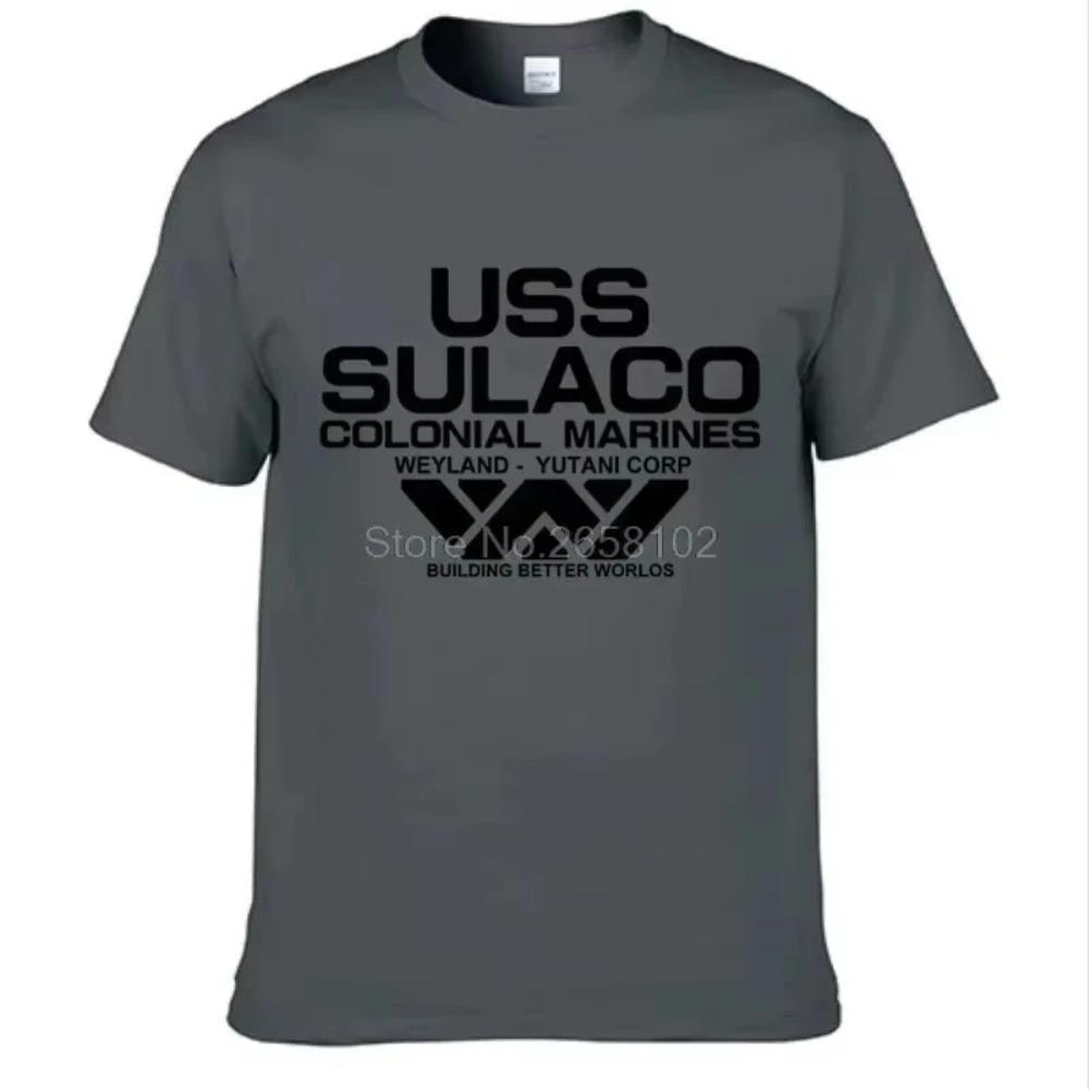 T-Shirt Alien USS Sulaco Colonial Marines Aliens Off World Short Sleeve Tshirt Men Cotton O Neck Tees