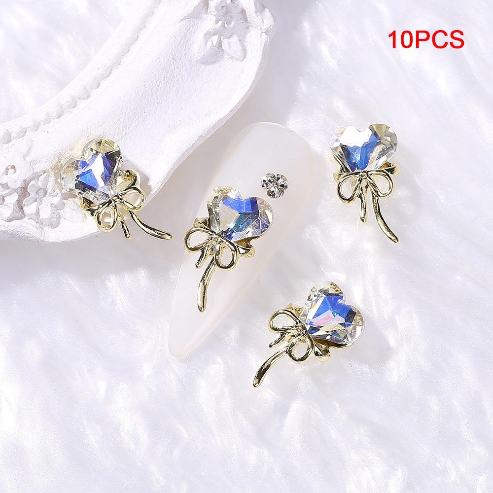10PCS Crooked Heart Nail Art Charms Translucent Nail Jewelry Manicure Charms  DIY Decoration