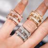 Huitan Modern Fashion Design Geometric Women Rings for Wedding Party Luxury AA Cubic Zirconia Statement Accessories Hot